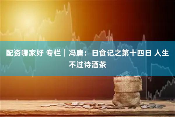 配资哪家好 专栏｜冯唐：日食记之第十四日 人生不过诗酒茶